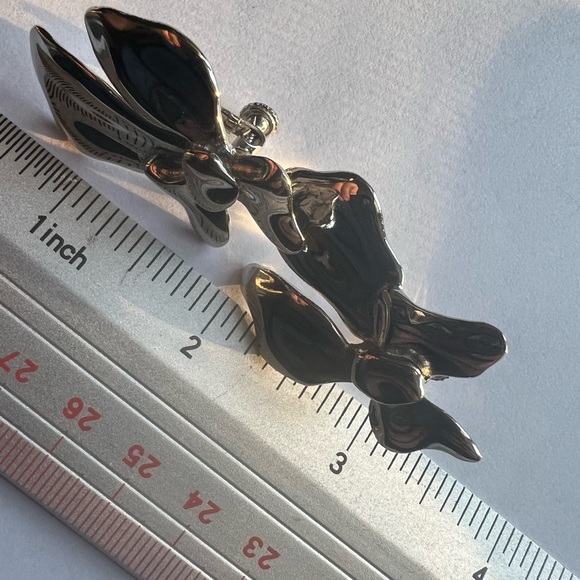 Vintage Les Bernard  silver tone large bow earrings